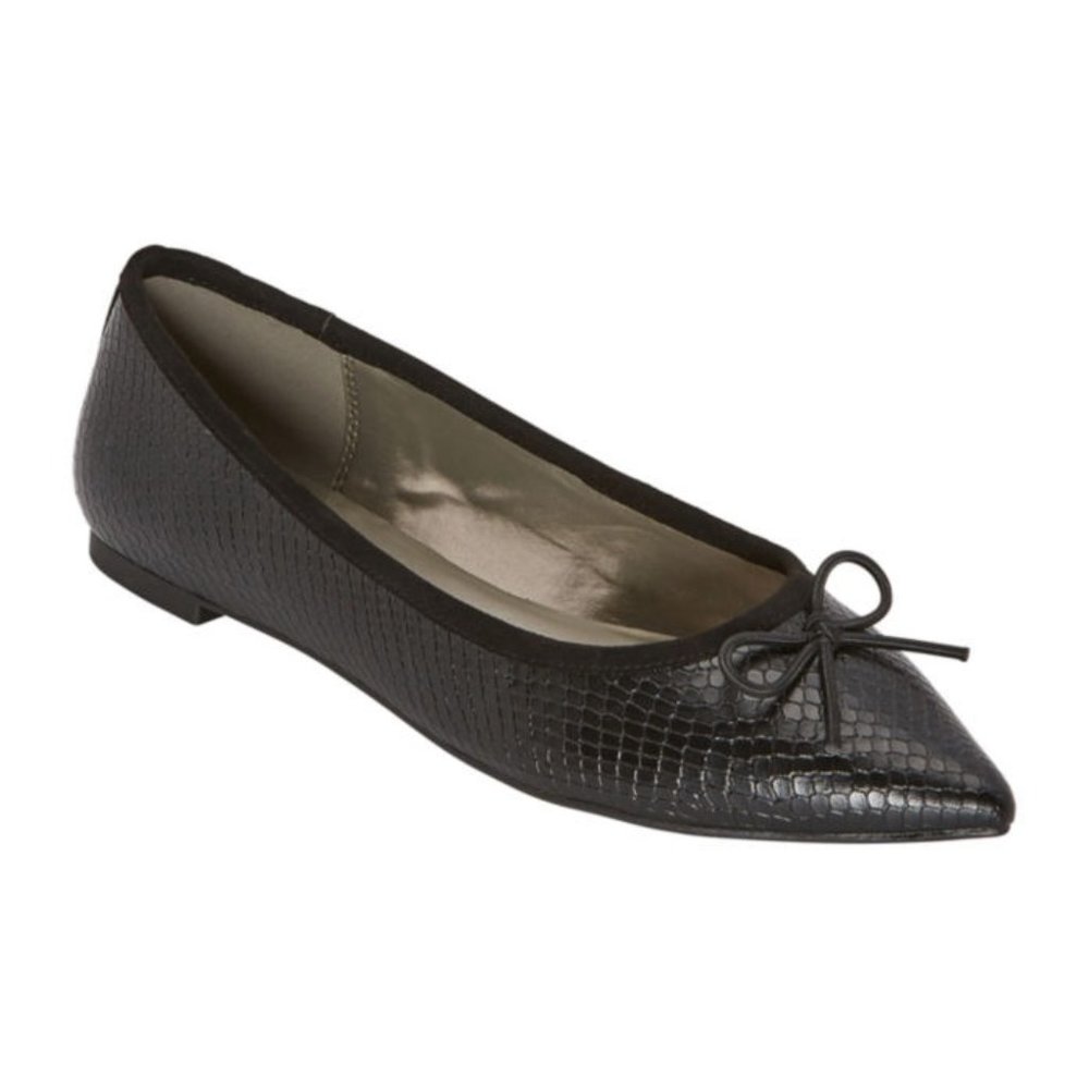 Worthington Women's Gaga Ballet Flats Black Snake